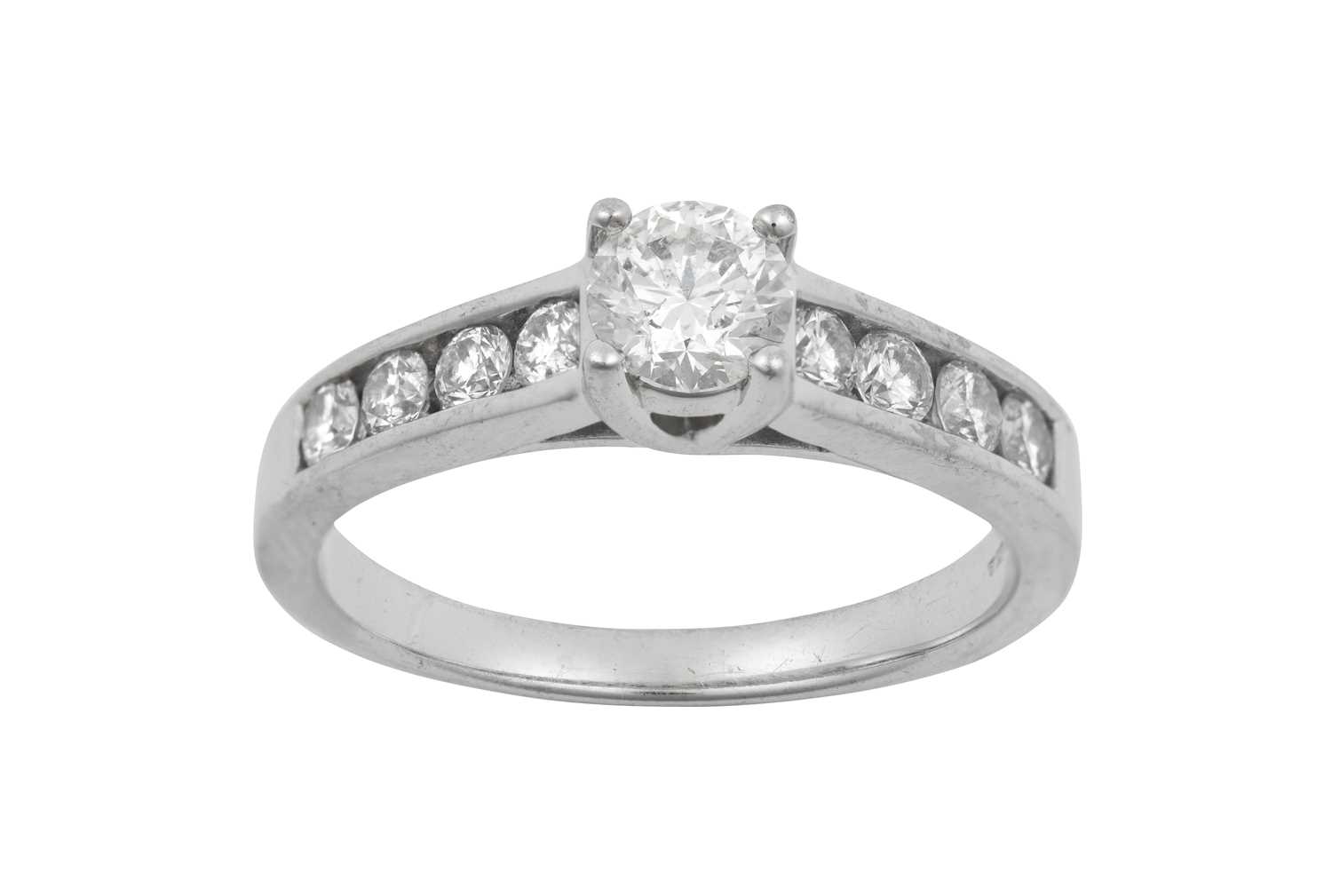 Lot 2053 - An 18 Carat White Gold Diamond Solitaire Ring...