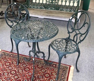 Lot 1265 - A Painted Metal Circular Garden Table and Two...