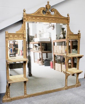 Lot 1235 - A Victorian Three Glass Over Mantle Mirror,...