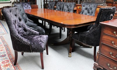 Lot 1182 - A Set of Ten Buttoned Black Velvet Chairs,...