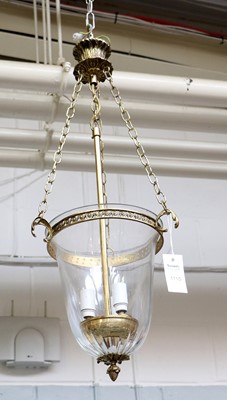 Lot 1115 - A Gilt Metal and Glass Three Line Hanging...