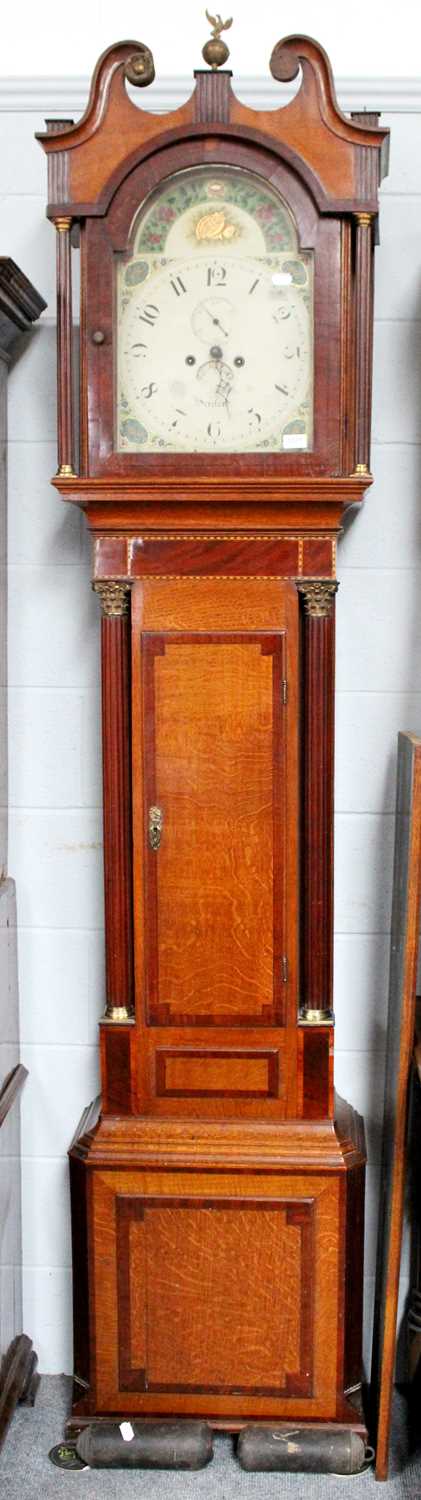Lot 1121 - An Oak and Mahogany Longcase Clock, 13''...