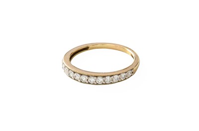 Lot 211 - A 9 Carat Gold Diamond Half Hoop Ring, twelve...