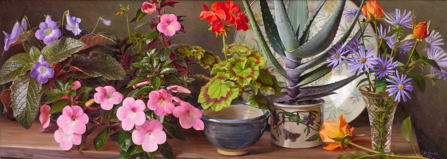 Lot 45 - Raymond Booth (1929-2015) “A Shelf of Plants”...