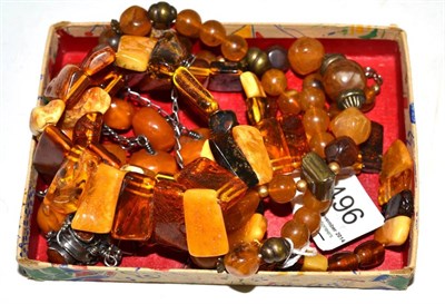 Lot 496 - Three amber necklaces (probably re-constituted)