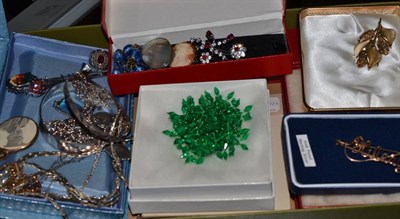 Lot 502 - Assorted silver and white metal jewellery including a charm bracelet, bangles and costume jewellery