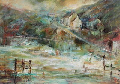 Lot 1375 - Christine Taherian SWA (b.1960) Stormy cove...