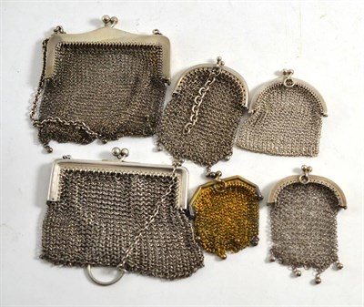 Lot 506 - Six silver chain mesh purses