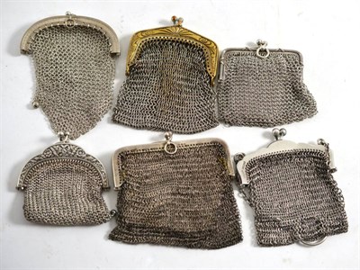 Lot 507 - Six silver chain mesh purses