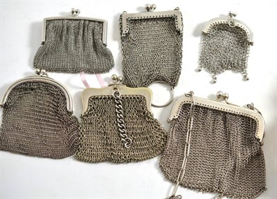 Lot 508 - Six silver chain mesh purses