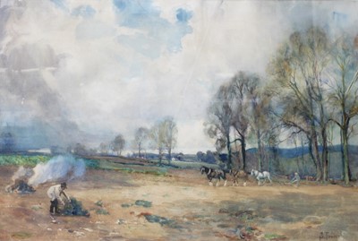 Lot 1381 - Samuel Towers (1862-1943) Extensive farm scene...