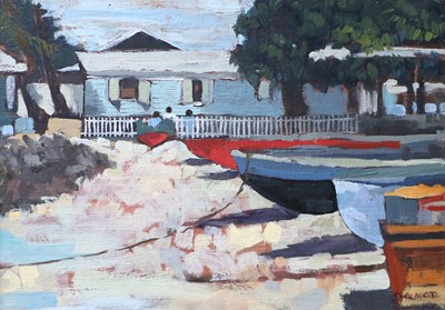 Lot 1416 - Susan Wilmot Boats moored before tropical...