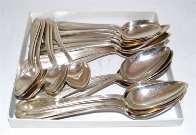 Lot 518 - A set of twelve Latvian silver tablespoons and dessert spoons, each mark cancelled