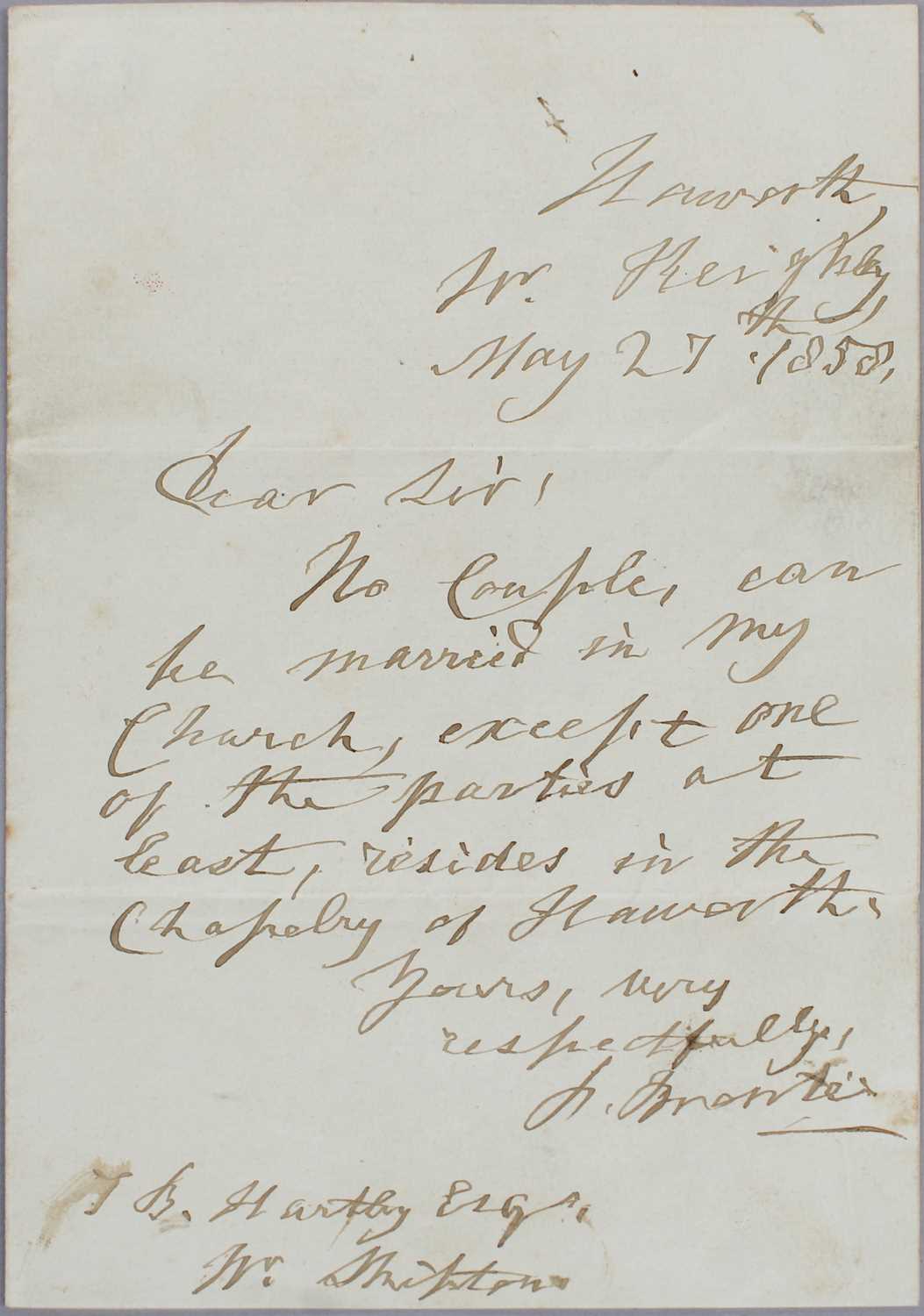 Lot 39 - Bronte (Rev. Patrick). Autograph Letter Signed,...