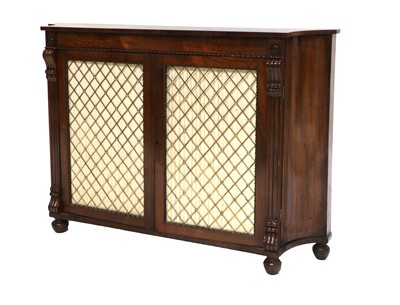 Lot 374 - A Regency Rosewood and Brass Grille Door...