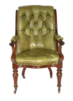 Lot 781 - A Victorian Mahogany-Framed Open Armchair,...