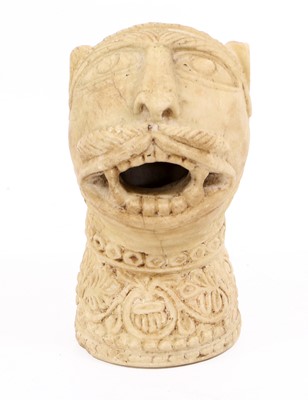 Lot 285 - An Indian Carved Alabaster Tiger's Head Water...