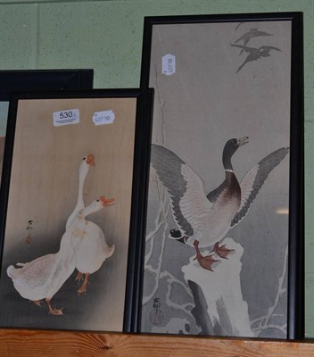 Lot 530 - Five Japanese watercolours of birds