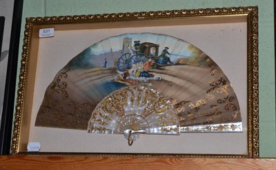 Lot 531 - A framed silk and mother-of-pearl fan signed S. Albi