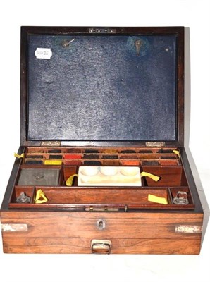 Lot 273 - A George IV Silver Plate Mounted Rosewood Presentation Artist's Paint Box, circa 1820, the...