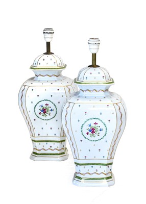 Lot 287 - A Pair of Haviland Limoges Porcelain Lamp...
