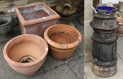 Lot 392 - Three Assorted Terracotta Planters, modern,...