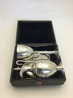 Lot 2076 - A Three-Piece Victorian Silver Travelling Communion-Set