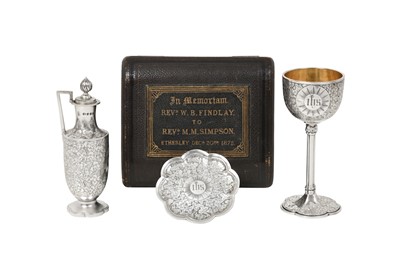 Lot 2073 - A Three-Piece Victorian Silver Travelling Communion-Set
