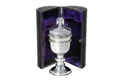 Lot 2418 - A Two-Piece George VI Silver Travelling Communion-Set