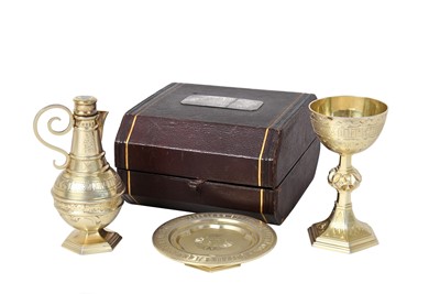 Lot 2413 - A Three-Piece Victorian Silver Travelling Communion-Set