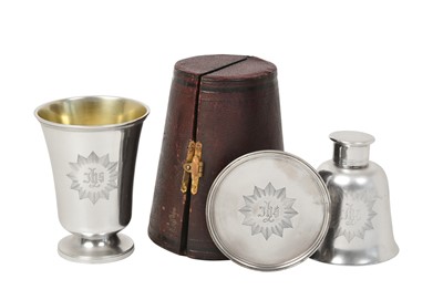 Lot 2077 - A Three-Piece Victorian Silver Travelling Communion-Set