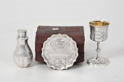 Lot 2407 - A Three-Piece Victorian Silver Travelling Communion-Set
