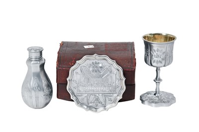 Lot 2407 - A Three-Piece Victorian Silver Travelling Communion-Set