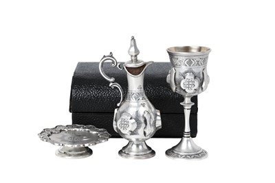 Lot 2408 - A Three-Piece Victorian Silver Travelling Communion-Set