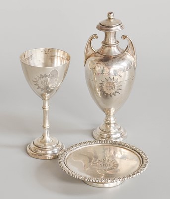 Lot 62 - A Three-Piece Victorian Silver Travelling...