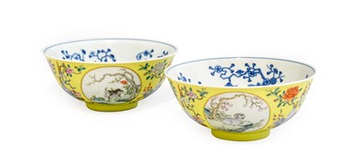 Lot 123 - A Pair of Chinese Porcelain Yellow Ground...