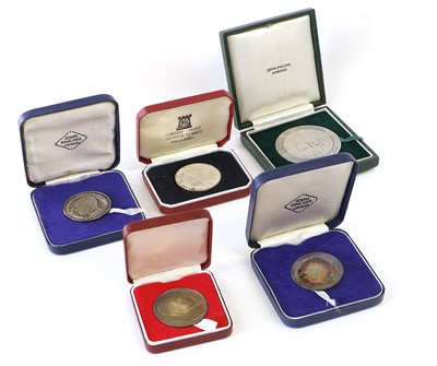 Lot 423 - Assorted Silver Proof Medallions, 5 in total...