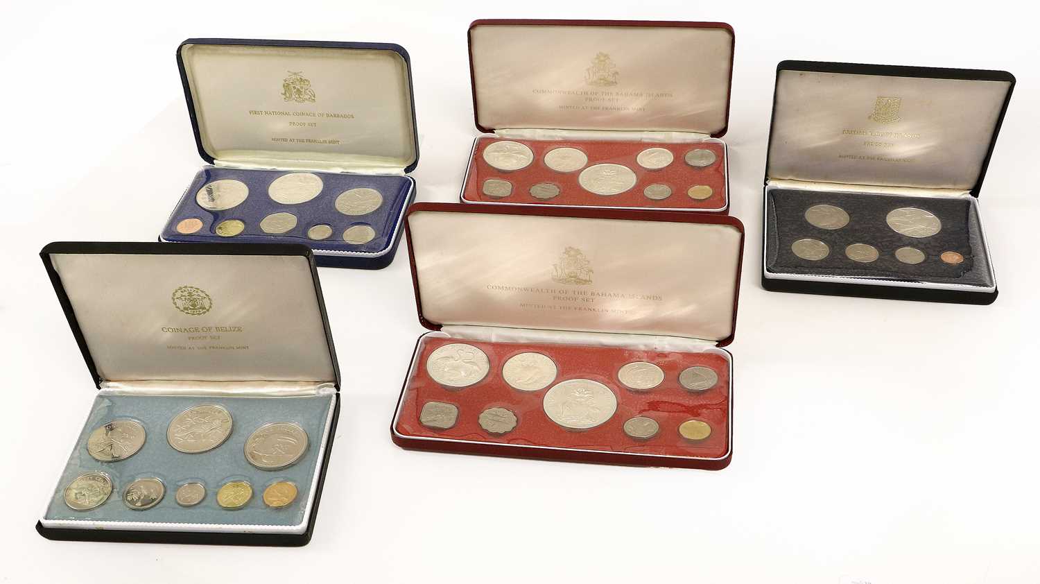 Lot 316 - 5x Franklin Mint Proof Sets, comprising:...