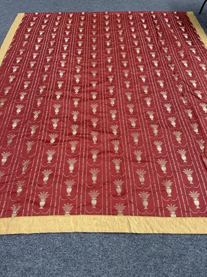 Lot 86 - A Bed Throw, modern, covered in red and gold...