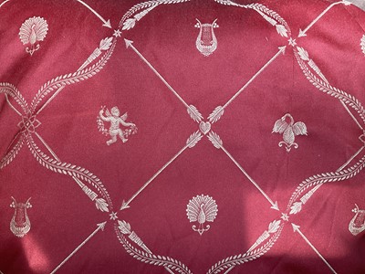 Lot 242 - A Pair of Red and Gold Lined Curtains,...
