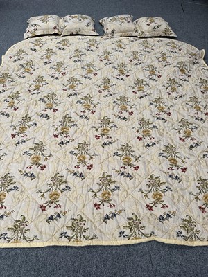 Lot 21 - A Floral Decorated Bed Throw, modern, worked...