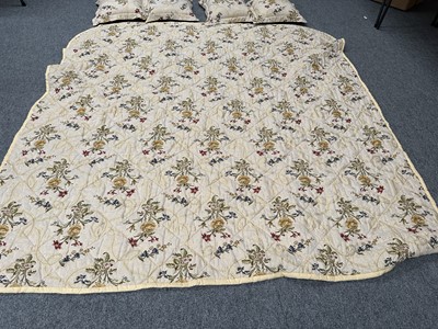 Lot 21 - A Floral Decorated Bed Throw, modern, worked...