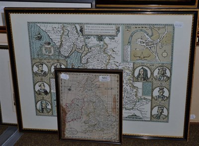 Lot 560 - A small embroidered silk map of Great Britain and twelve various framed prints (13)