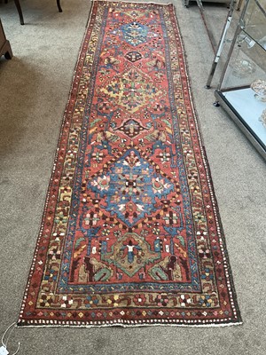 Lot 325 - Narrow Heriz Runner, circa 1930 The brick red...