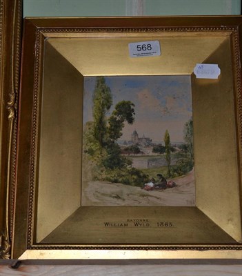 Lot 568 - William Wyld (1806-1889), ";A View of Bayonne";, initialled, titled and dated on the slip...