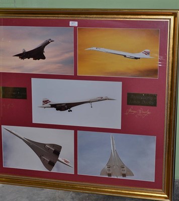 Lot 571 - A framed montage of five photographs ";Concorde The Farewell Flights October 2003"; by James...