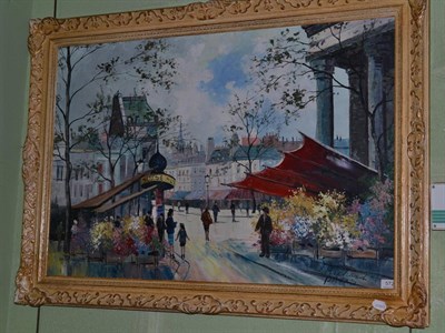 Lot 572 - Richard Prior, street scene, oil on canvas