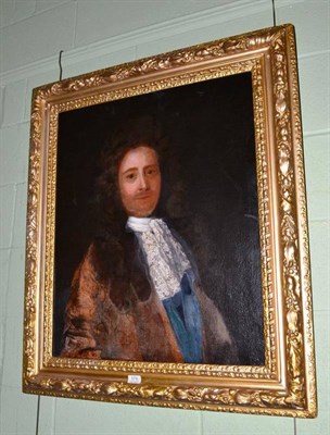 Lot 574 - Follower of Godfrey Kneller, head and shoulders portrait of a gentleman wearing a white lace cravat