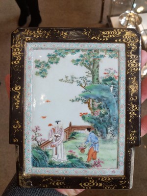 Lot 144 - A Chinese Porcelain Table Screen, early 19th...