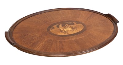 Lot 1311 - A Mahogany and Marquetry-Inlaid Oval Tray,...